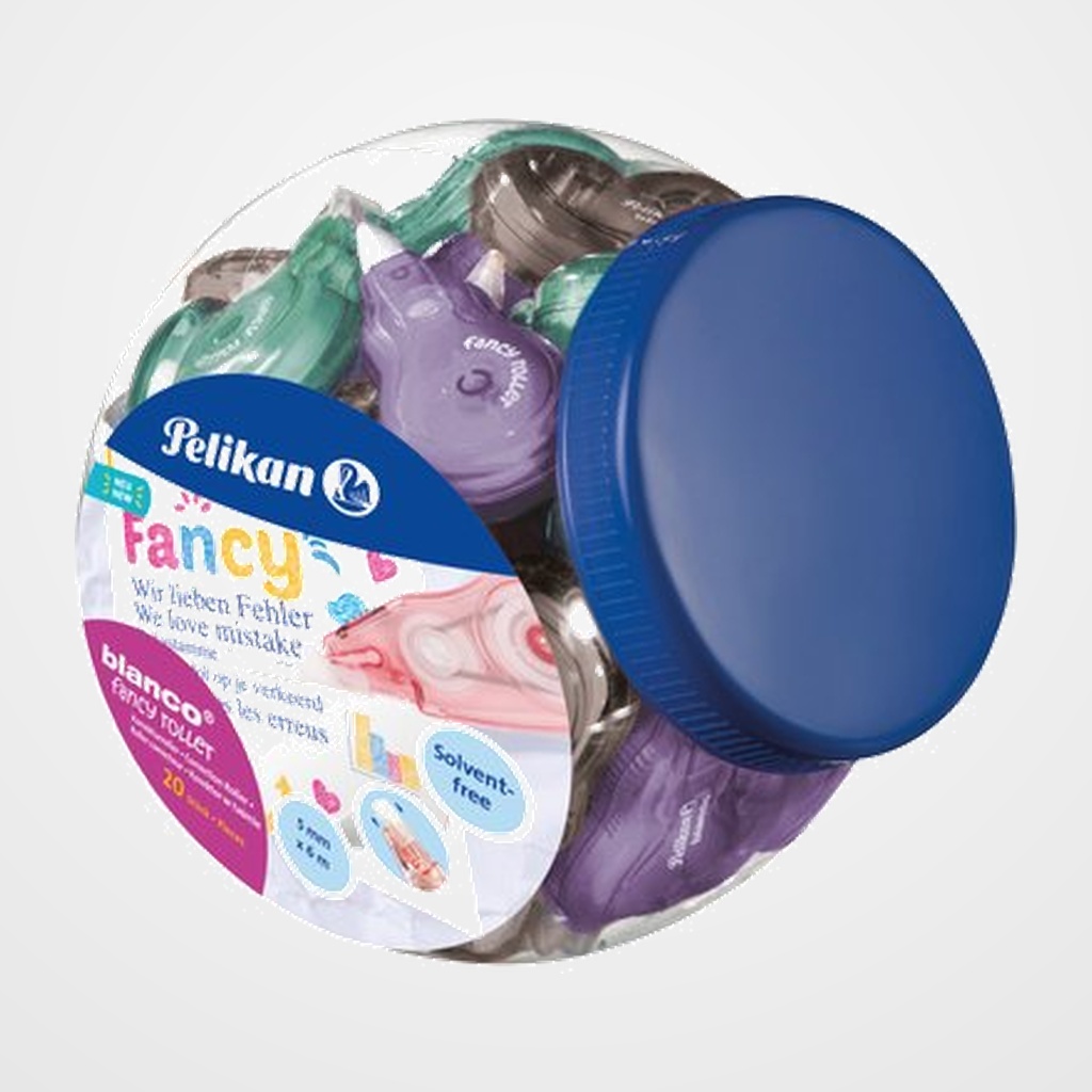 [15101147] CORRECTOR CINTA PELIKAN FANCY ROLLER 5 mm x 6 m BOTE de 20 (301961)
