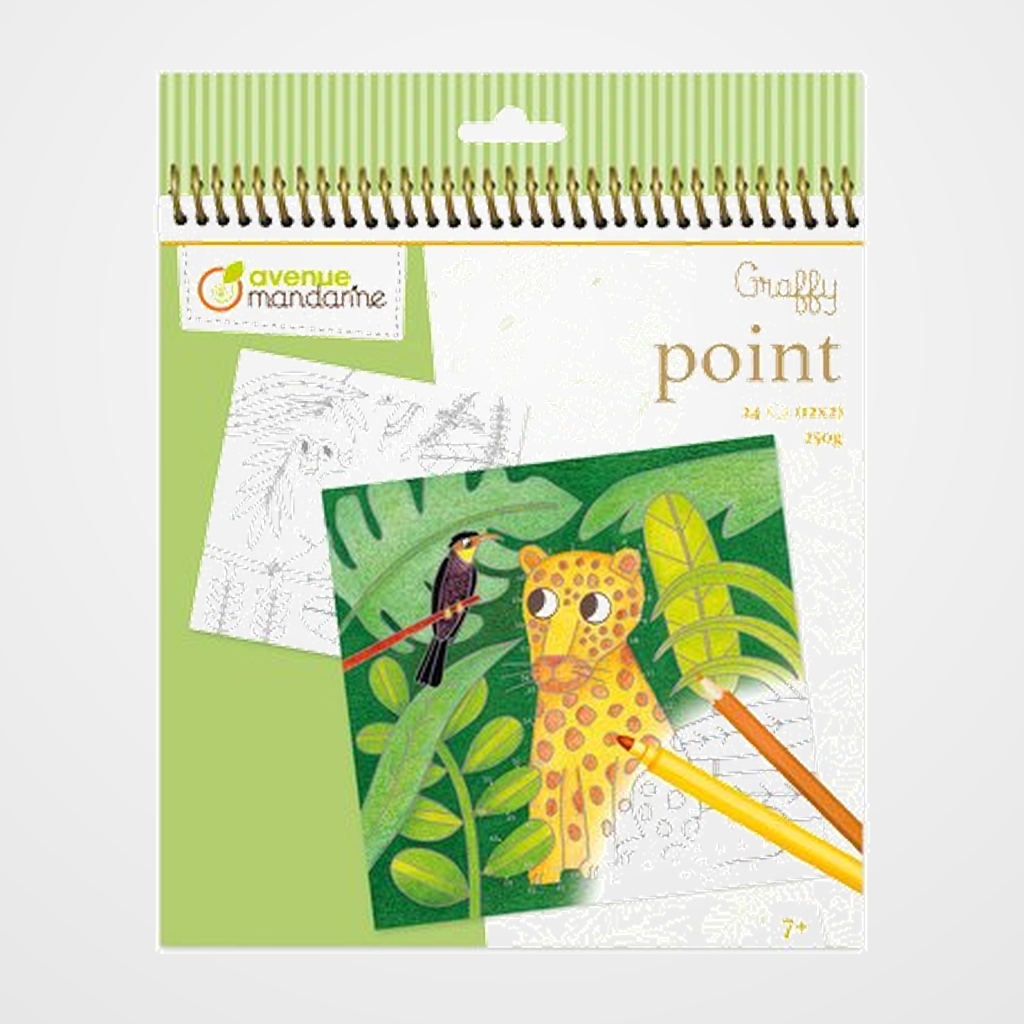 LIBRO DE COLOREAR AVENUE MANDARINE GRAFFY POINT UNIR Y COLOREAR JUNGLA (+7 años)