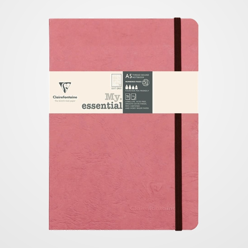 CUADERNO CLAIREFONTAINE AGE BAG “MY ESSENTIALS” COSIDO A5 DOT 96h ROSA ANTIGUO