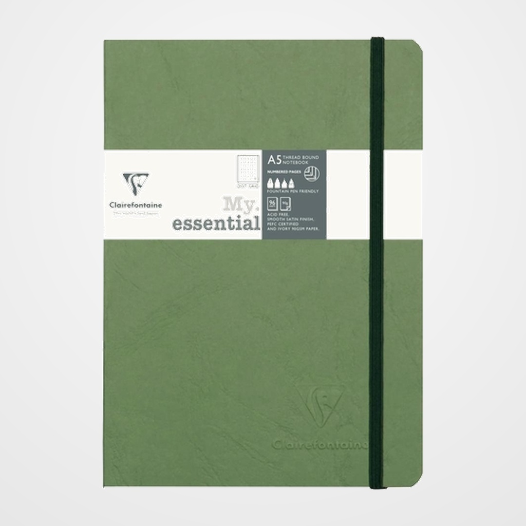 CUADERNO CLAIREFONTAINE AGE BAG “MY ESSENTIALS” COSIDO A5 DOT 96h VERDE