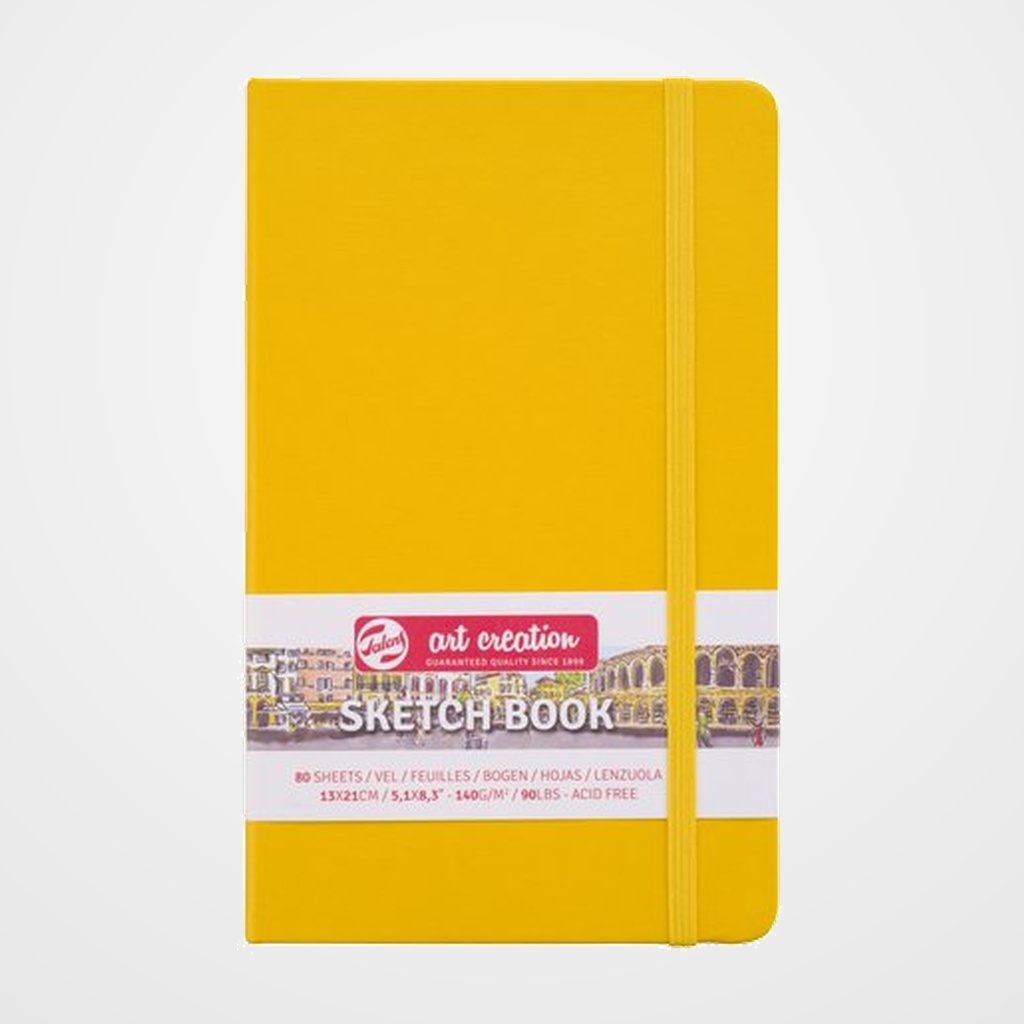 CUADERNO DE DIBUJO TALENS ART CREATION BOCETO COSIDO TAPA DURA con GOMA 130 x 210 mm 140g  80h AMARILLO