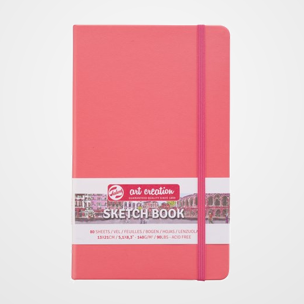 [12601384] CUADERNO DE DIBUJO TALENS ART CREATION BOCETO COSIDO TAPA DURA con GOMA 130 x 210 mm 140g  80h CORAL