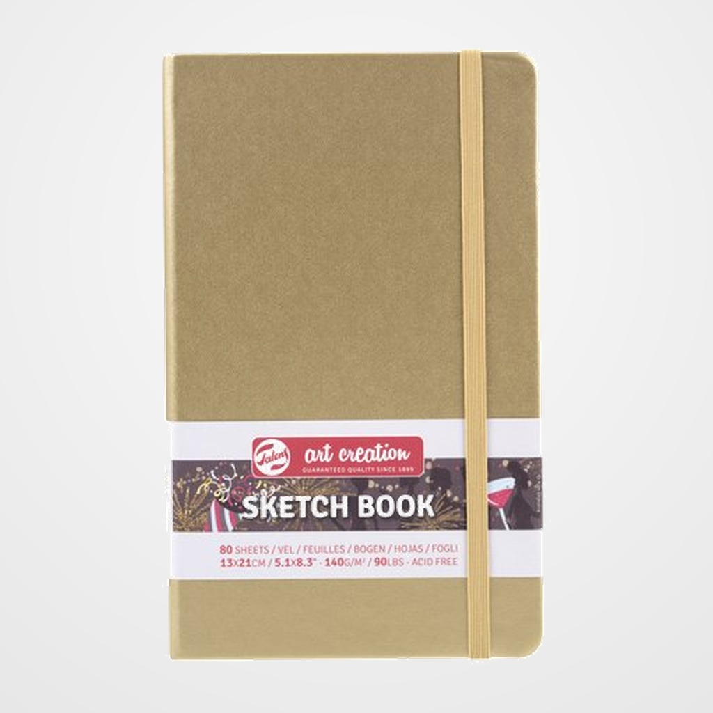 CUADERNO DE DIBUJO TALENS ART CREATION BOCETO COSIDO TAPA DURA con GOMA 130 x 210 mm 140g  80h ORO