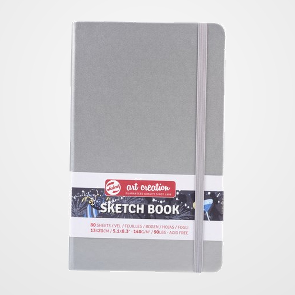 CUADERNO DE DIBUJO TALENS ART CREATION BOCETO COSIDO TAPA DURA con GOMA 130 x 210 mm 140g  80h PLATA