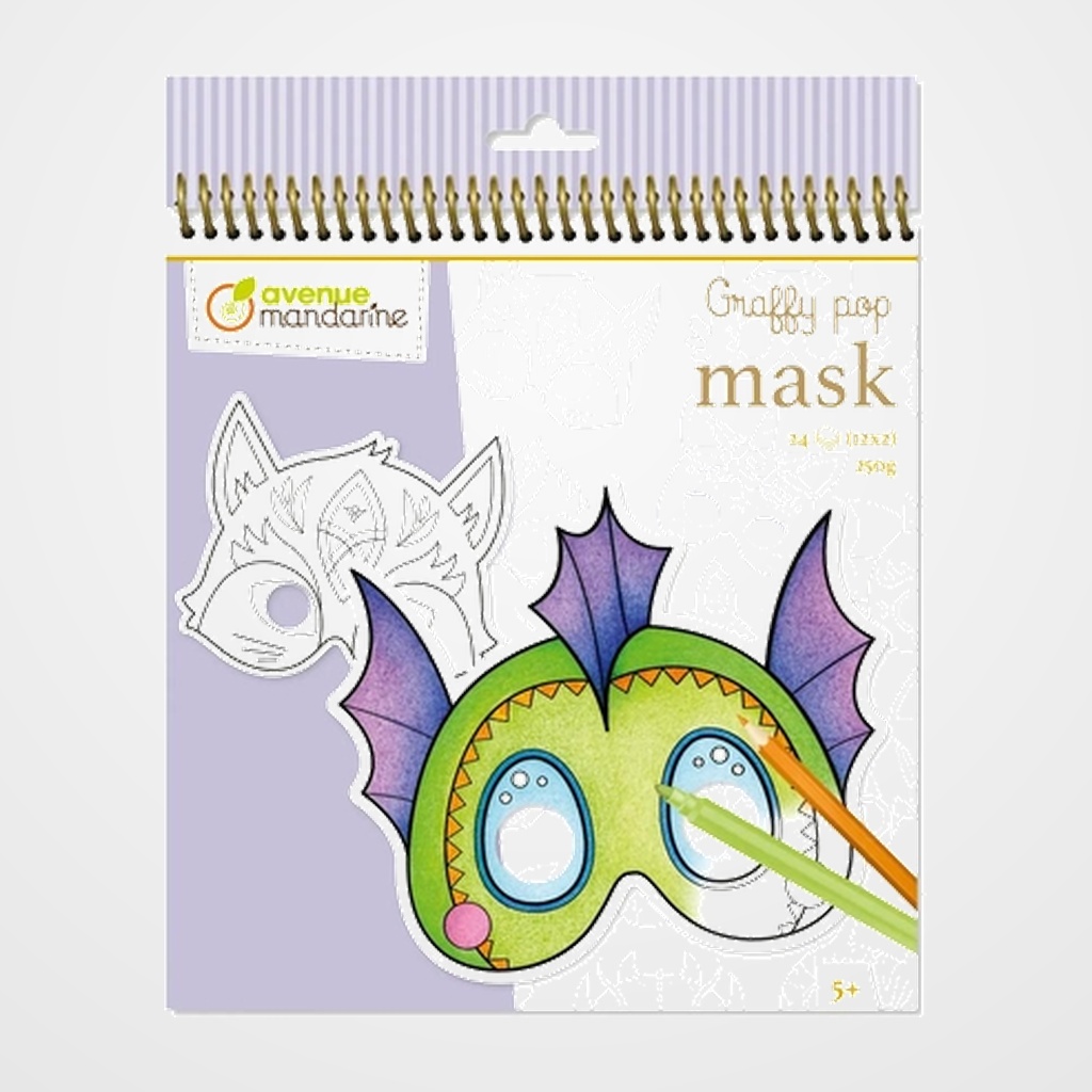 CUADERNO DE MASCARAS AVENUE MANDARINE GRAFFY ANIMALES FANTASTICOS 250g