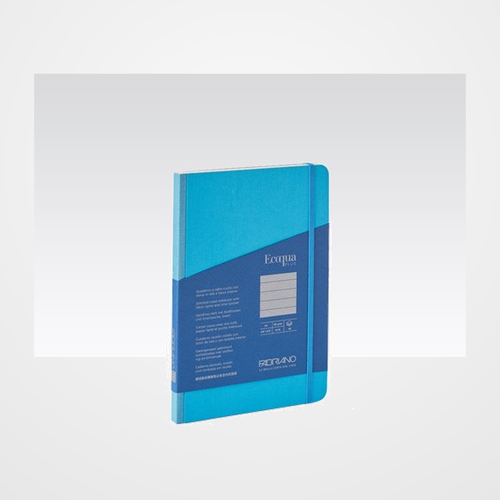 CUADERNO FABRIANO ECOQUA PLUS TELA A5 80hj. 90gr. HORIZONTAL TURQUESA