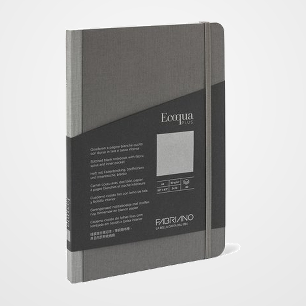 CUADERNO FABRIANO ECOQUA PLUS TELA A5 80hj. 90gr. LISO ANTRACITA