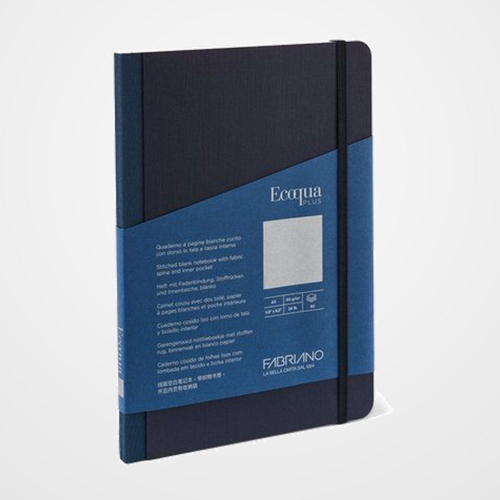 CUADERNO FABRIANO ECOQUA PLUS TELA A5 80hj. 90gr. LISO AZUL OSCURO
