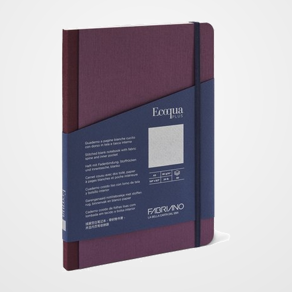 [12601509] CUADERNO FABRIANO ECOQUA PLUS TELA A5 80hj. 90gr. LISO PURPURA