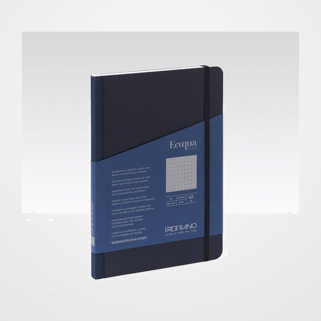 CUADERNO FABRIANO ECOQUA PLUS TELA A5 80hj. 90gr. PUNTOS DOTS AZUL OSCURO