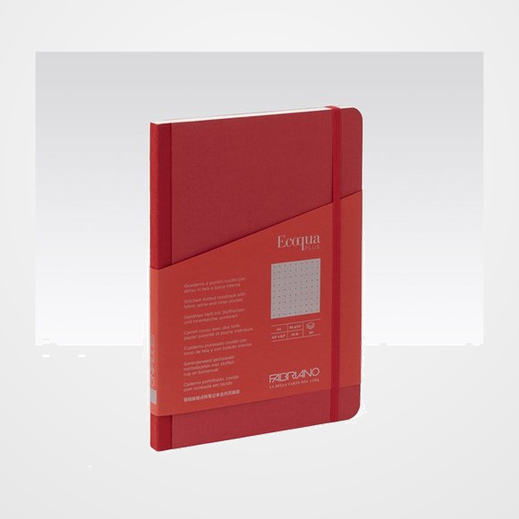 CUADERNO FABRIANO ECOQUA PLUS TELA A5 80hj. 90gr. PUNTOS DOTS FRAMBUESA (LAMPONE)