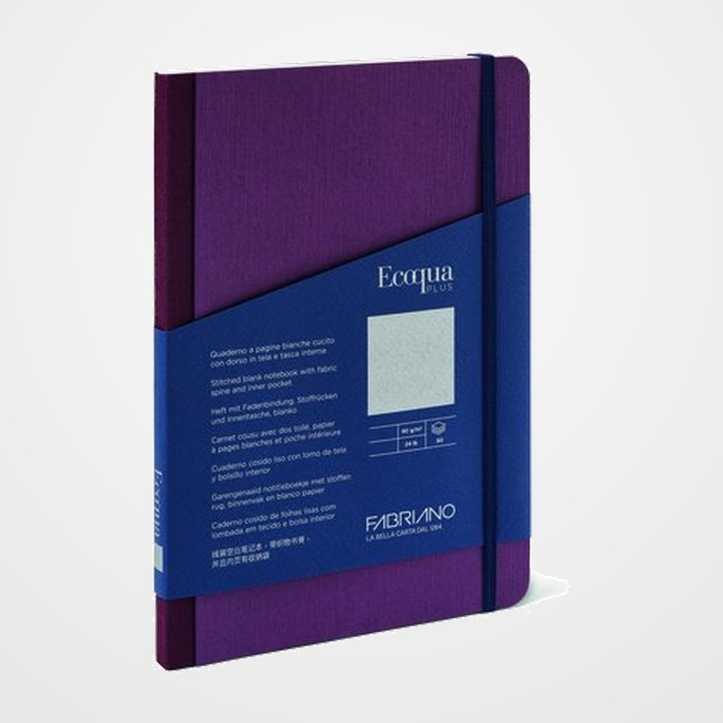 CUADERNO FABRIANO ECOQUA PLUS TELA 9x14 80hj. 90gr. LISO PURPURA