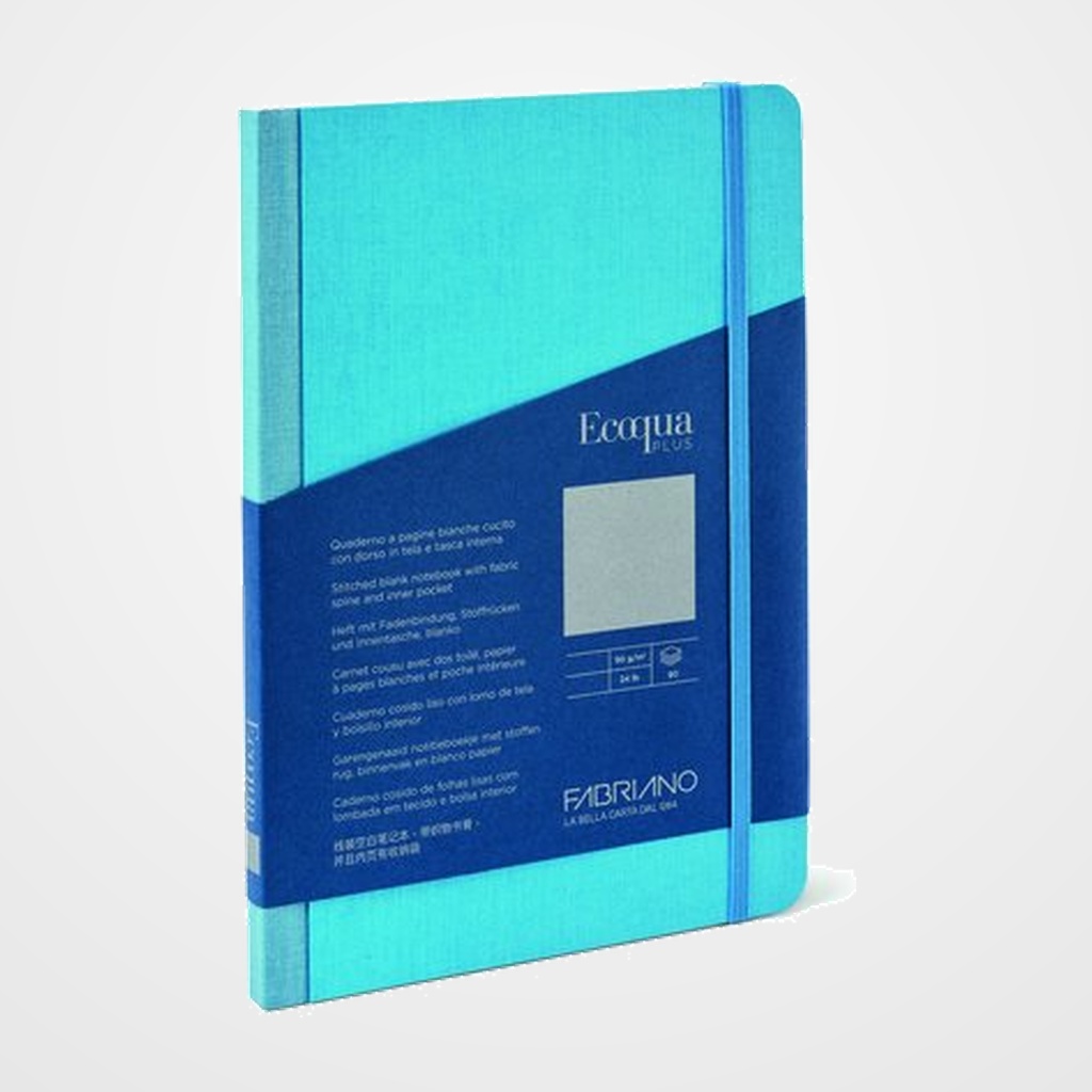 CUADERNO FABRIANO ECOQUA PLUS TELA 9x14 80hj. 90gr. LISO TURQUESA
