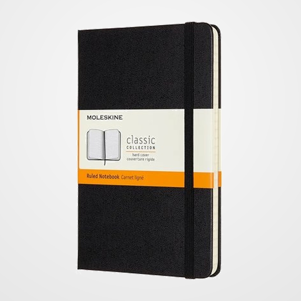 CUADERNO MOLESKINE CLASICO TAPA DURA 11,5x18 208h 70gr. HORIZONTAL con GOMA NEGRA