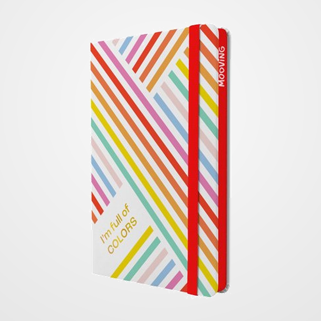CUADERNO MOOVING TAPA DURA A5 96h 90gr. HORIZONTAL con GOMA RAINBOW