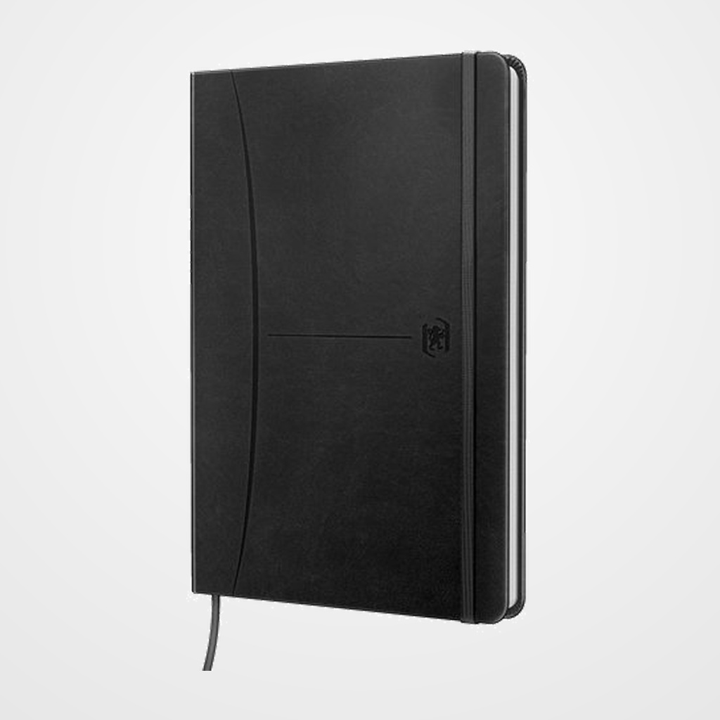 CUADERNO OXFORD SIGNATURE tapa EXTRA A5 80h HORIZONTAL COLORES CLASICOS NEGRO
