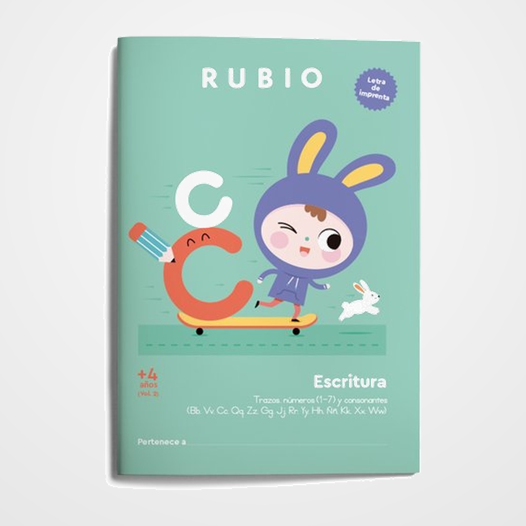 CUADERNO RUBIO A4 ESCRITURA LETRA DE IMPRENTA VOL.2 (+4 años)