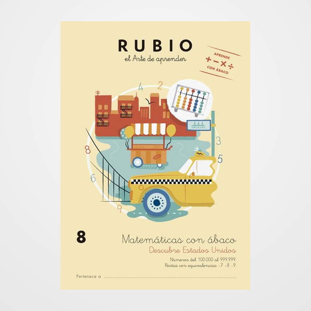 CUADERNO RUBIO A4 MATEMATICAS CON ABACO 8 - DESCUBRE EEUU (9-10 años)