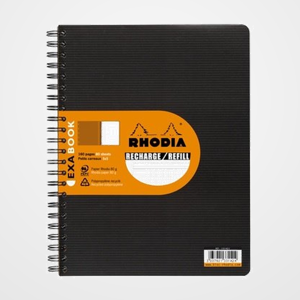 CUADERNO-RECAMBIO CLAIREFONTAINE EXABOOK RHODIA A4+ 160h 5x5