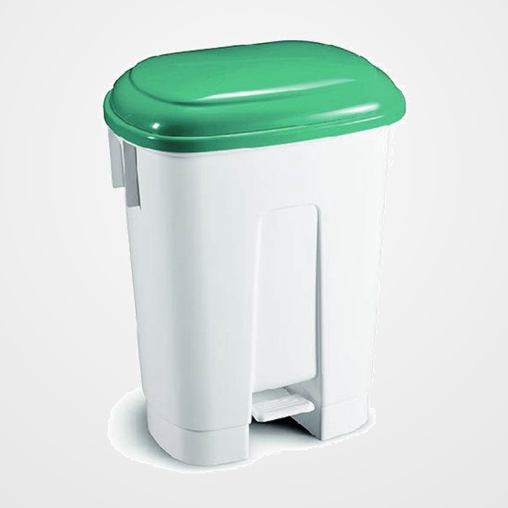 CUBO BASURA PLASTICO CON PEDAL Y TAPA VERDE 60 LITROS