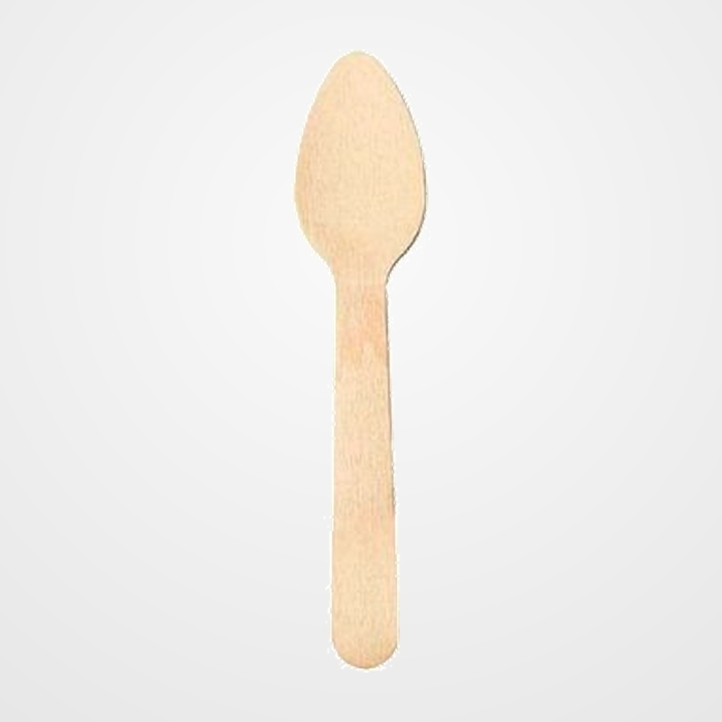 CUCHARA POSTRE MADERA ENCERADA 125mm PAQUETE de 100 (CUMADE000059)