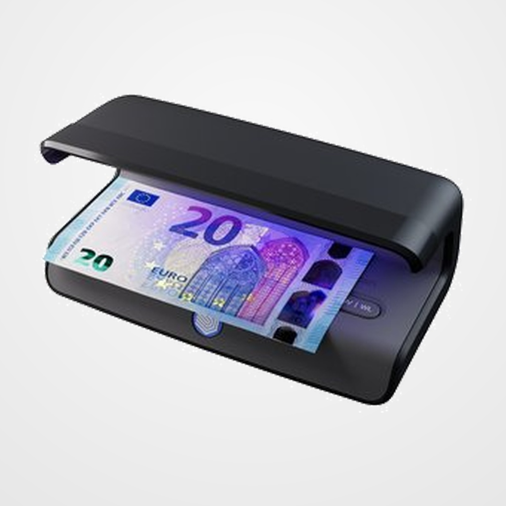 DETECTOR DE BILLETES FALSOS SAFESCAN 75 NEGRO CON LUZ ULTRAVIOLETA Y LUZ BLANCA LED