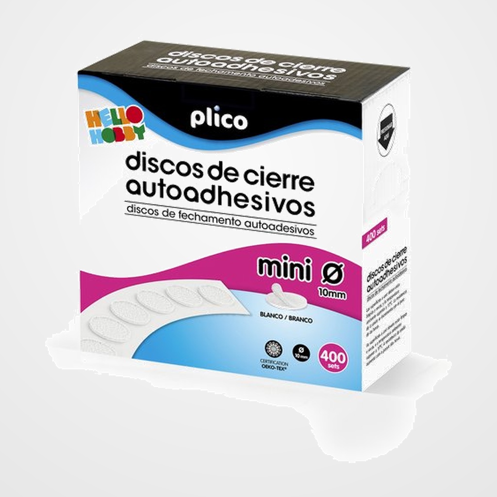 DISCOS CIERRE ADHESIVOS PLICO MINI 10 Ø 400 CONJUNTOS MACHO/HEMBRA BLANCO