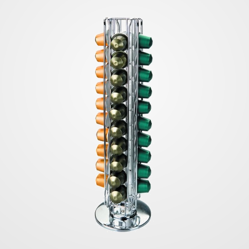 [36901073] DISPENSADOR CAPSULAS NESPRESSO IBILI TAMBORA GIRATORIO ACERO INOXIDABLE (40 Capsulas)