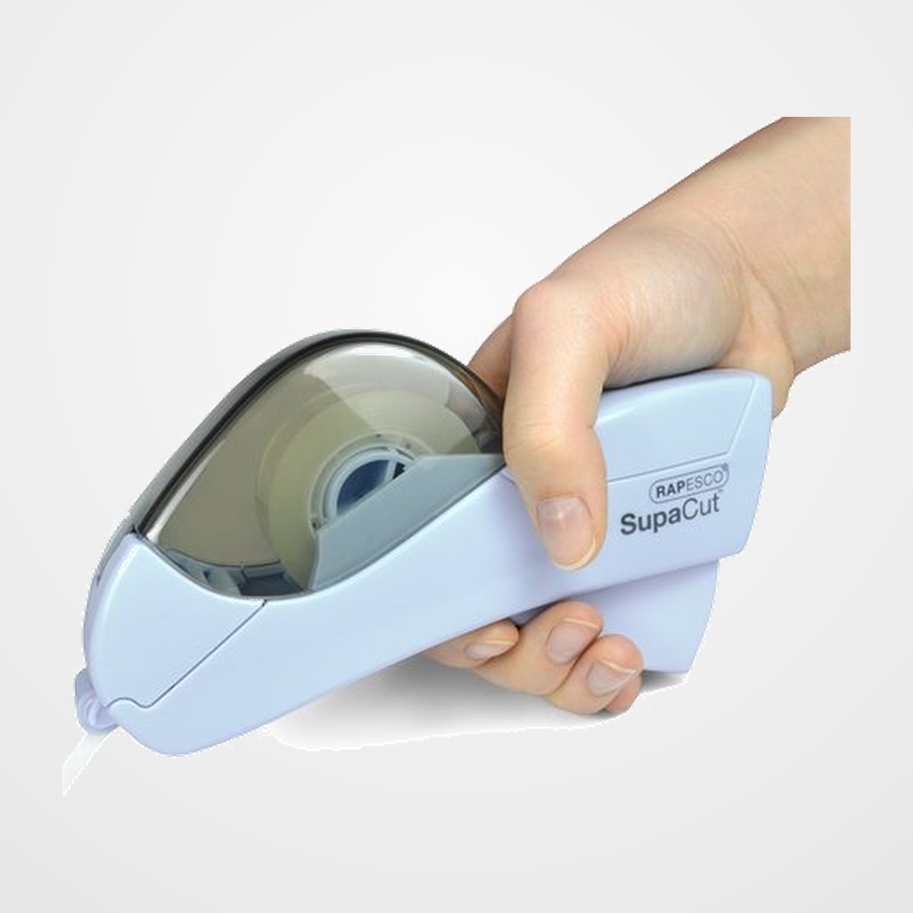 DISPENSADOR RAPESCO SUPACUT MANUAL CINTA con AUTOCORTE AZUL (incluye 2 cintas)