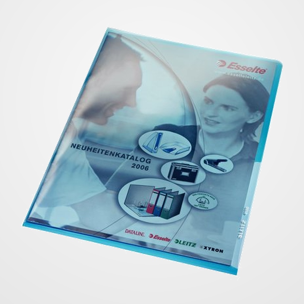 DOSIER ANGULO RECTO LEITZ PVC 150µ A4 AZUL PAQUETE de 100