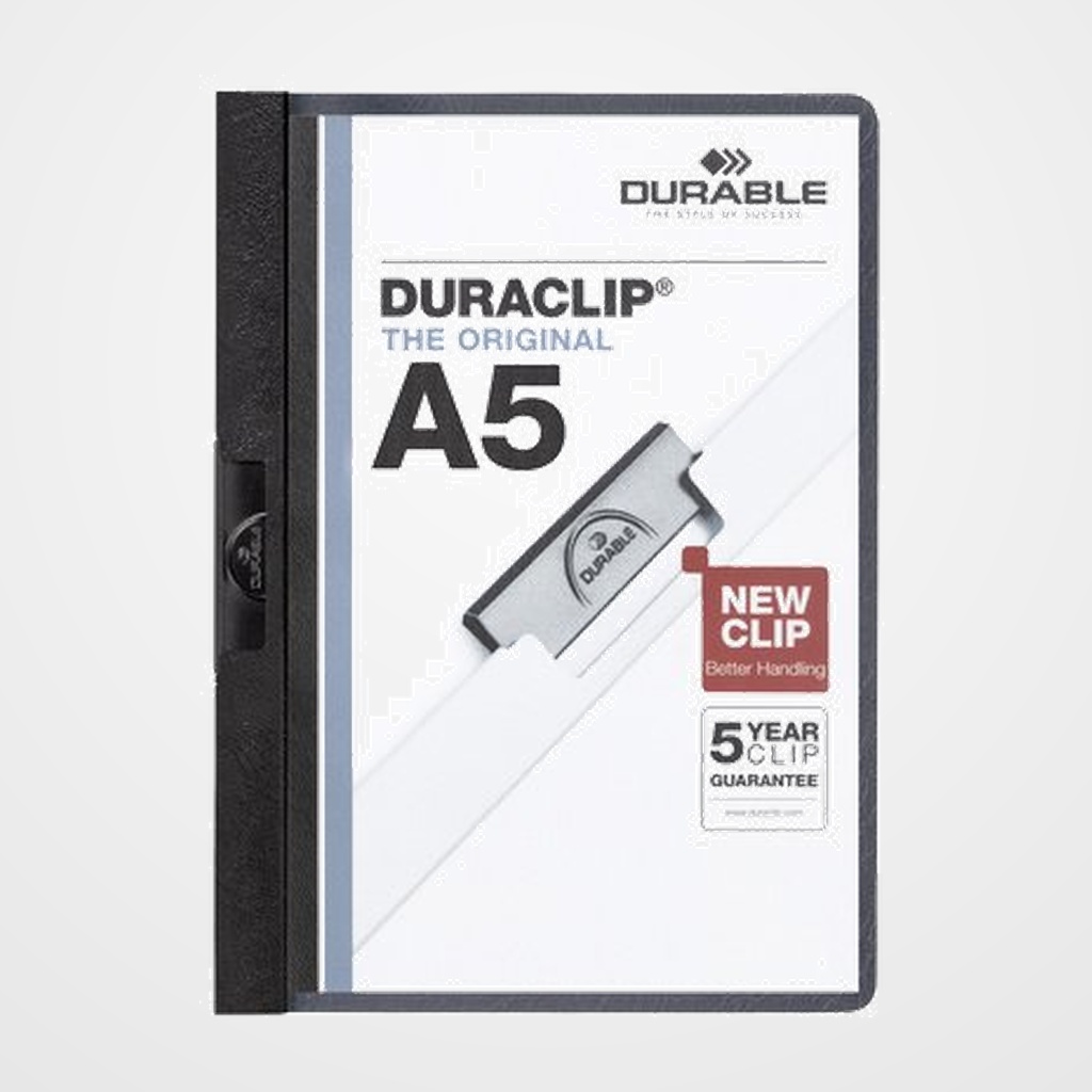 DOSIER CLIP DURACLIP PVC A5 2217 pinza METAL 30h NEGRO