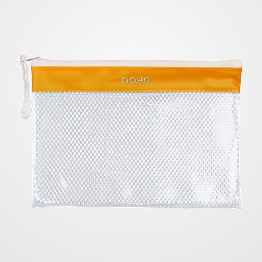 DOSIER SOBRE DOHE CREMALLERA A5 PVC BLANCO/AMARILLO
