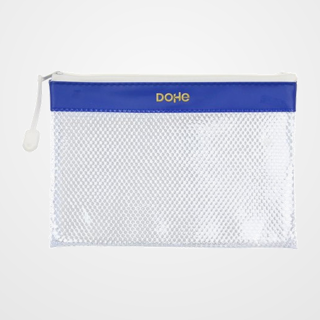 [18001696] DOSIER SOBRE DOHE CREMALLERA A5 PVC BLANCO/AZUL