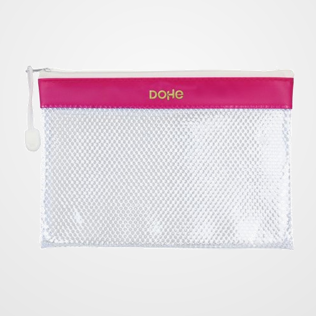 DOSIER SOBRE DOHE CREMALLERA A5 PVC BLANCO/ROSA