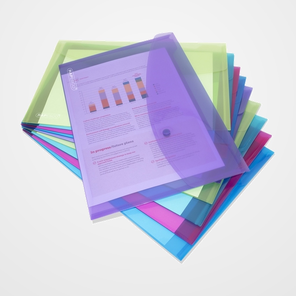 DOSIER SOBRE RAPESCO ECO PP TRANSLUCIDO BROCHE A4+ SURTIDO PACK de 10