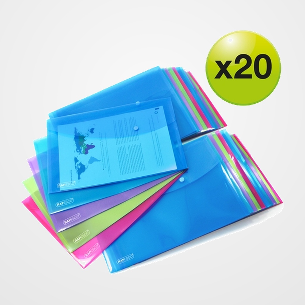 DOSIER SOBRE RAPESCO ECO PP TRANSLUCIDO BROCHE A4+ SURTIDO PACK de 20
