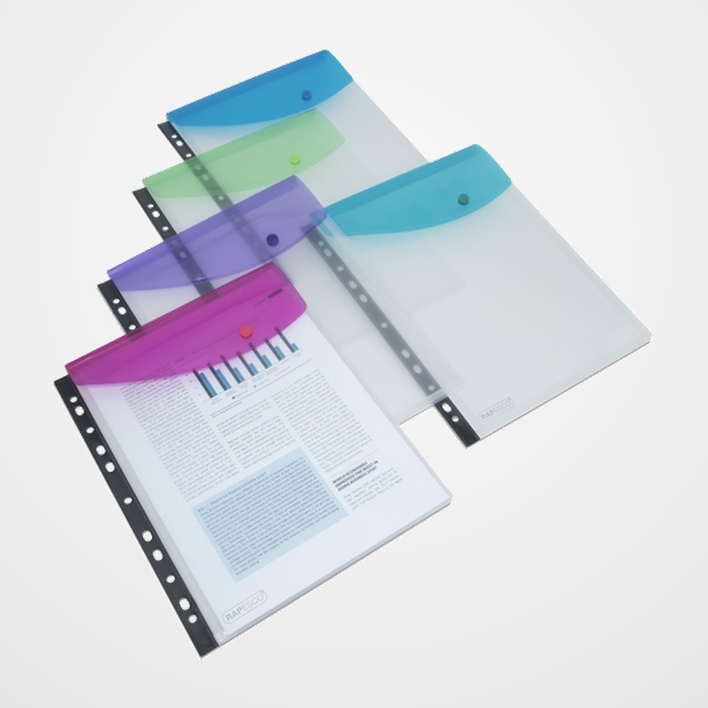 DOSIER SOBRE RAPESCO ECO PP TRANSLUCIDO BROCHE VERTICAL MULTITALADRO A4 SURTIDO PACK de 5