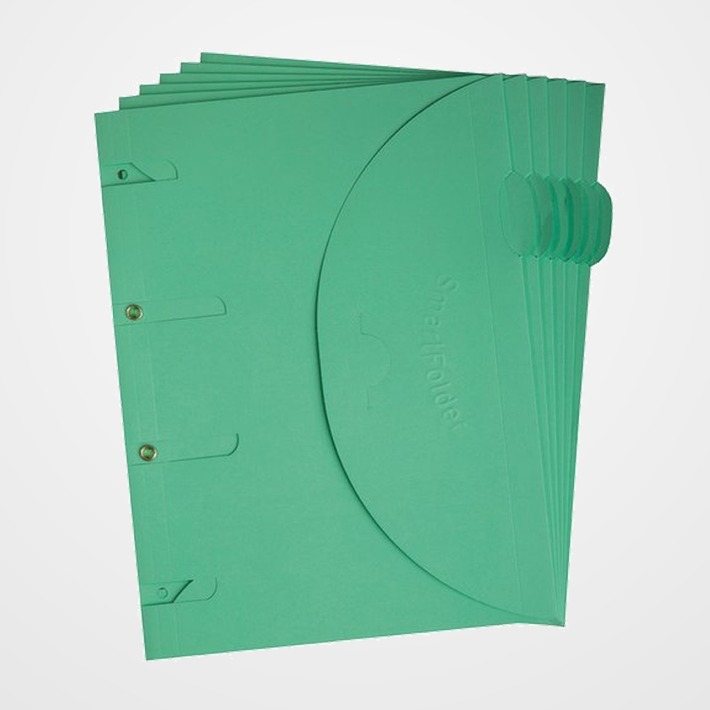 DOSIER SOBRE TARIFOLD SMARTFOLDER CARTON VELCRO A4 4 TALADROS VERDE PACK de 6