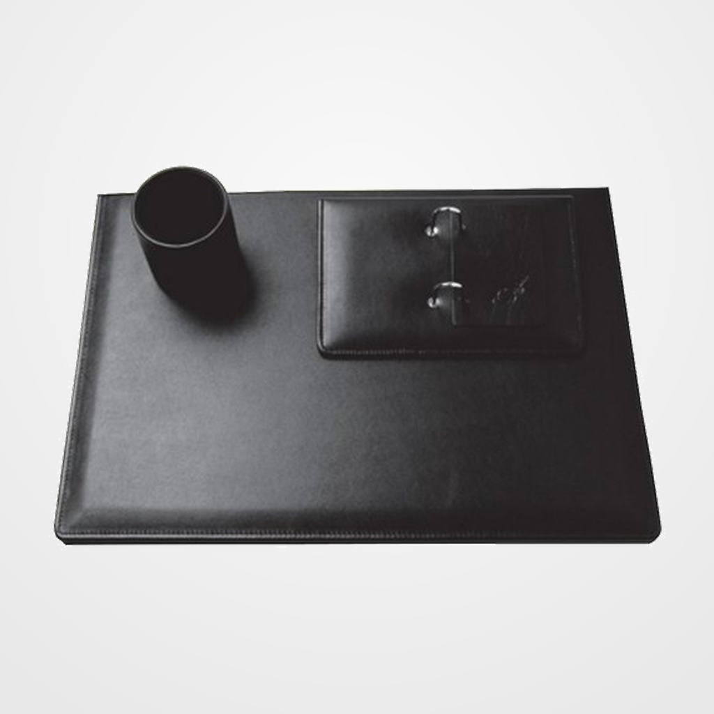 [14202049] ESCRIBANIA NADAL TOP LINE piel 3 piezas NEGRO (vade, cubilete y porta-calendario)