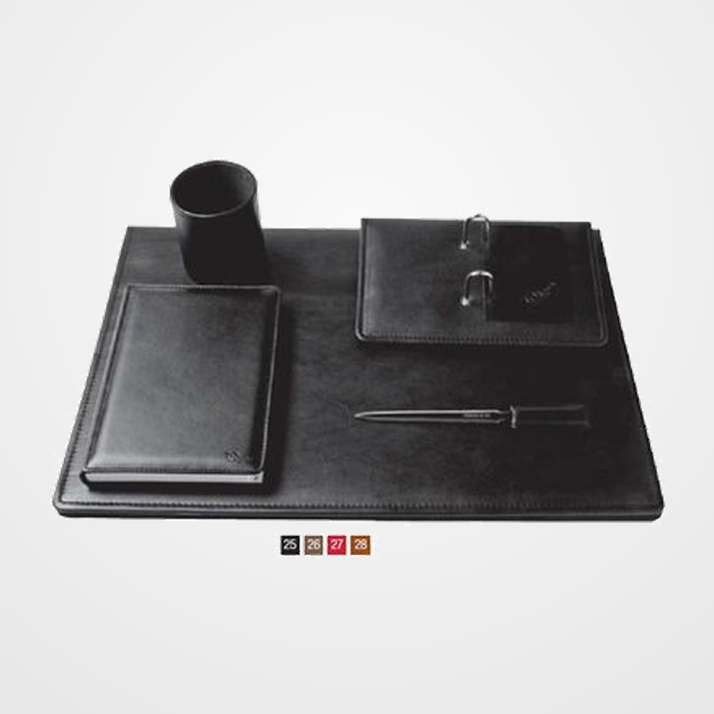 ESCRIBANIA NADAL TOP LINE piel 5 piezas MARRON (vade, cubilete, porta-calendario, listín, abrecartas)