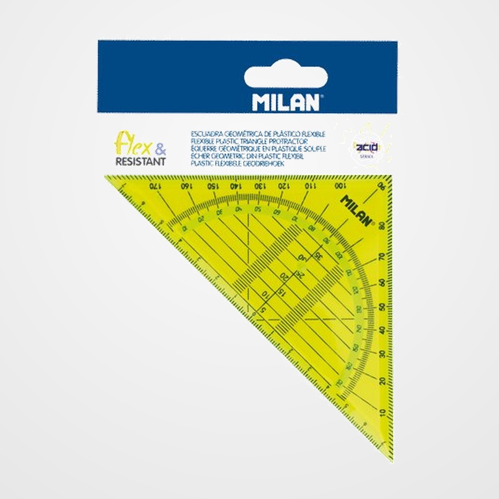 [18401073] ESCUADRA GEOMETRICA MILAN FLEX &RESISTANT 14 CMS AMARILLO