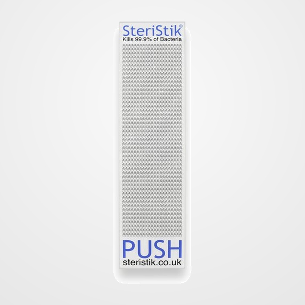 ETIQUETA ANTIMICROBIANA STERISTIK DOOR PUSH 480 x 120 mm AUTO-ADHESIVA ROLLO de 10