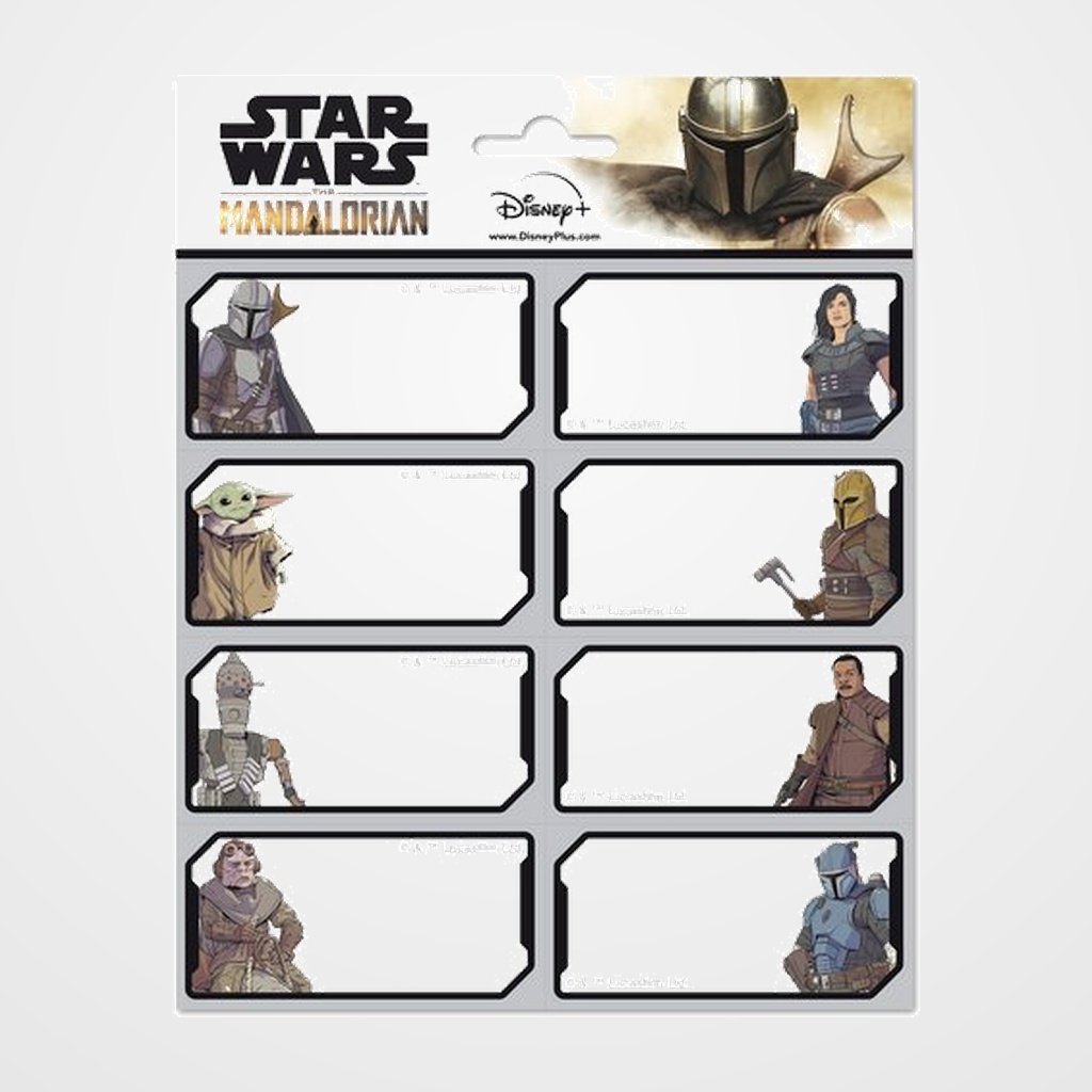 ETIQUETA ESCOLAR ERIK 8x4 cm. THE MANDALORIAN (16 ud.)