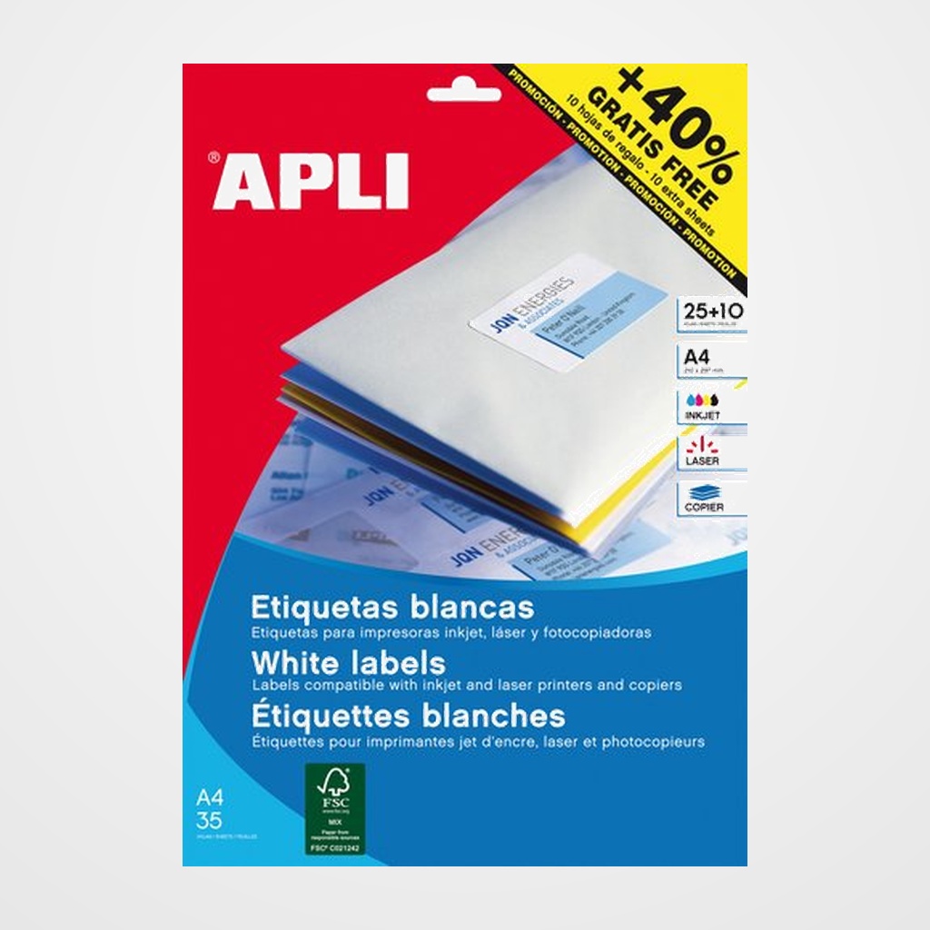 [40401059] ETIQUETAS ADH.IMPR.APLI A4 BLANCA BLISTER 25h CIRCULAR Ø 40 mm 840 uds.(13883)