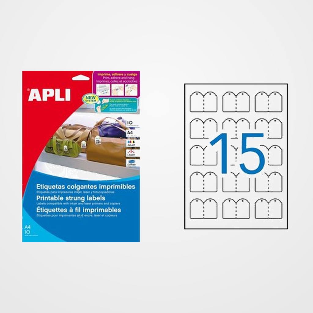 [18803043] ETIQUETAS ADH.IMPR.APLI A4 BLANCA COLGANTE C.ROMOS CAJA 10h 28x43 mm 150 uds.(11946)