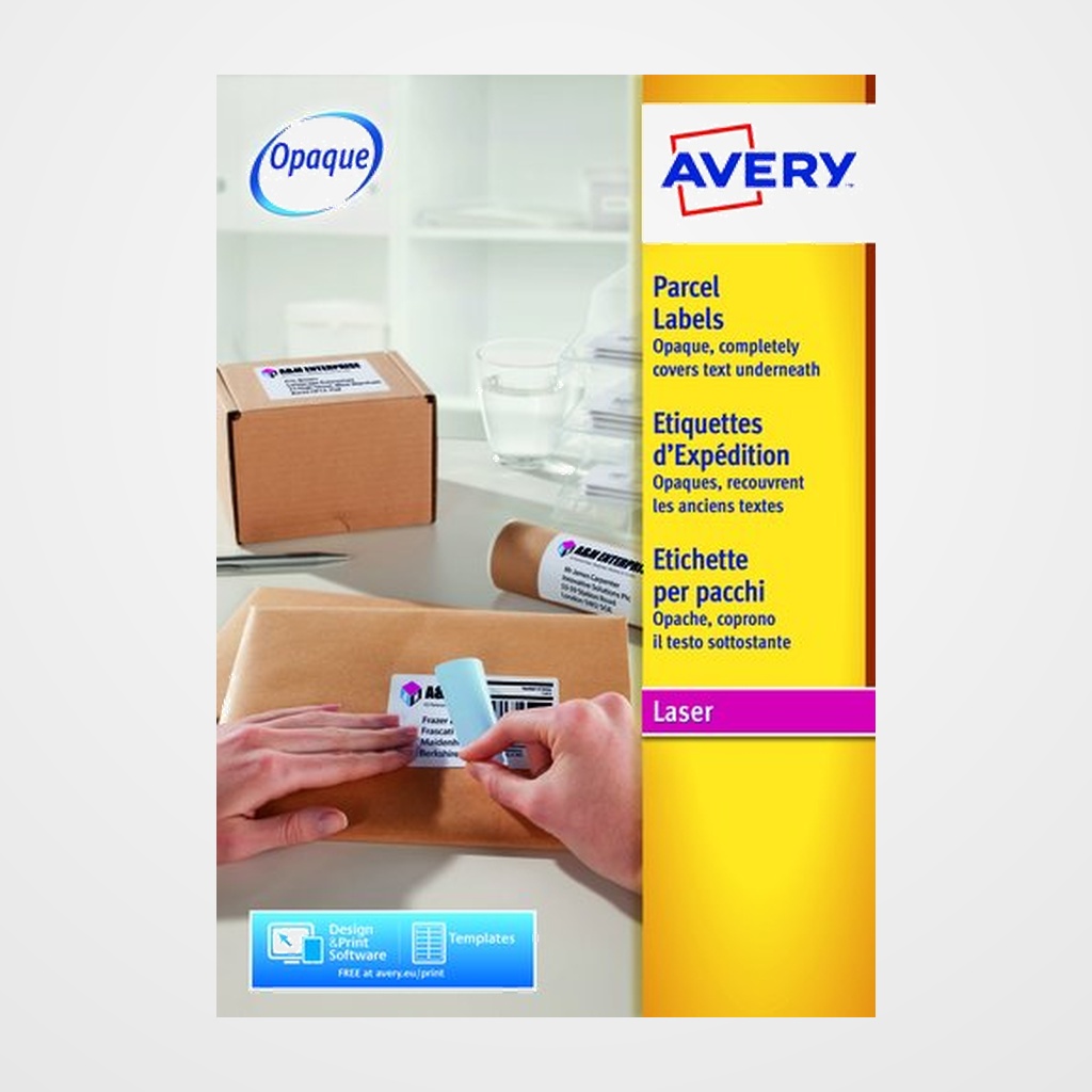 ETIQUETAS ADH.IMPR.AVERY A4 BLANCA C.ROMOS CAJA 100h 199,6x289,1 mm 100 uds.(L7167)