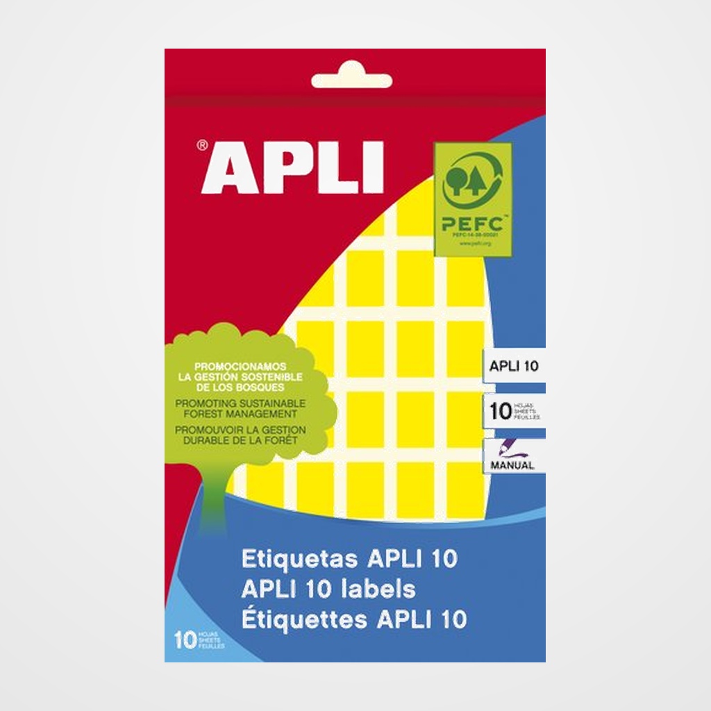 [18801410] ETIQUETAS ADH.MANUALES BOLSA APLI COLOR AMARILLO 8h C.ROMOS 12x18 mm 448 uds.(02750)
