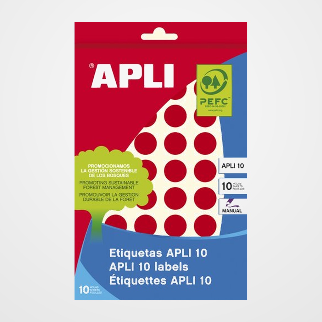 [18802198] ETIQUETAS ADH.MANUALES BOLSA APLI COLOR ROJO 8h REDONDAS Ø 16 mm 432 uds.(02740)