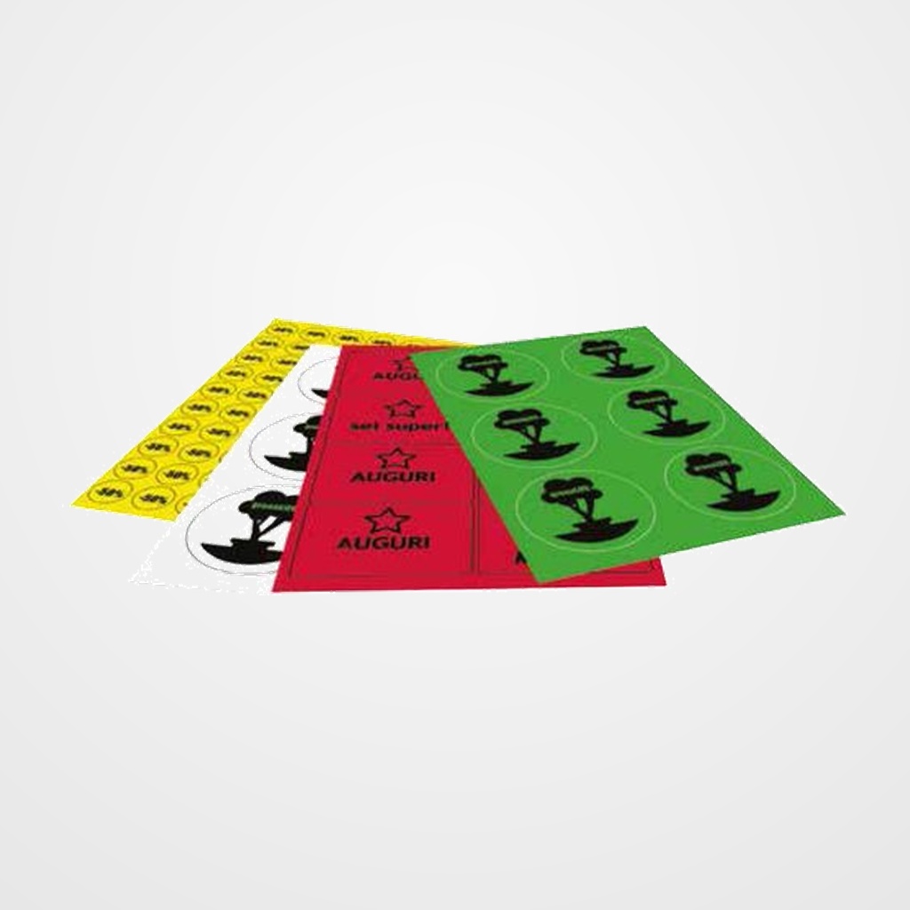 ETIQUETAS ADH.MANUALES TICO BLANCA Y FLUOR TAMAÑOS SURTIDOS PACK DE 10