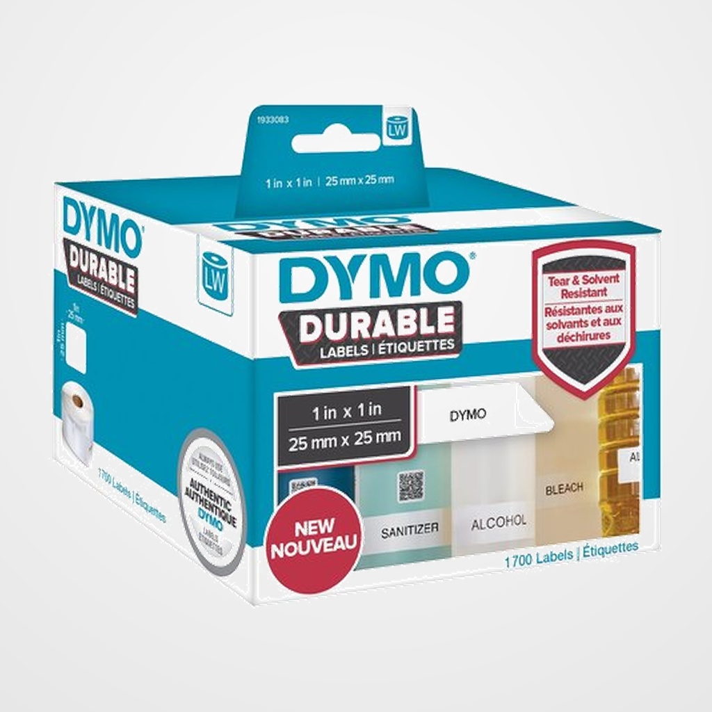 ETIQUETAS DYMO DURABLE LABEL WRITER INDUSTRIAL  25x25 mm ROLLO 1700 uds. BLANCAS